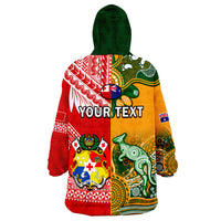 (Custom Personalised) Mate Maa Tonga And Wallabies Rugby Wearable Blanket Hoodie Polynesian Mix Aboriginal - Wonder Print Shop