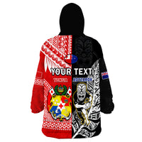 (Custom Personalised) Mate Maa Tonga And All Black Rugby Wearable Blanket Hoodie Polynesian Mix NZ Maori Fern - Wonder Print Shop