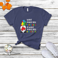 What Makes You Different Is Beautiful Gnome Autism Support T Shirt - Wonder Print Shop
