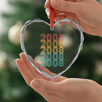 18th Birthday Heart Crystal Glass Ornament Vintage 2008 Retro 18 Years Old Birthday