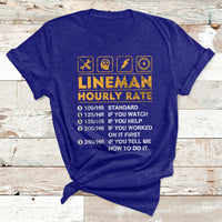 Funny Lineman Hourly Rate Gift For Lineman T Shirt - Wonder Print Shop