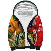 (Custom Personalised) Mate Maa Tonga And Wallabies Rugby Sherpa Hoodie Polynesian Mix Aboriginal - Wonder Print Shop