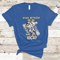 Stuck Between Idk Idc And Idgaf Bike Skull Biker Motorcross Dirt Bike T-Shirt - Wonder Print Shop