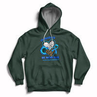 In March We Wear Blue For Colon Cancer Awareness CRC Blue Ribbon Blue Heart Hoodie - Wonder Print Shop