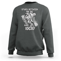 Stuck Between Idk Idc And Idgaf Bike Skull Biker Motorcross Dirt Bike Sweatshirt - Wonder Print Shop