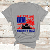 I Can't Work Today My Arm Is In A Cast Fishing Lover US Flag T Shirt - Wonder Print Shop