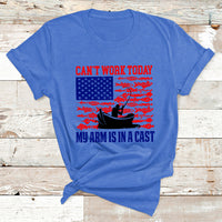I Can't Work Today My Arm Is In A Cast Fishing Lover US Flag T Shirt - Wonder Print Shop