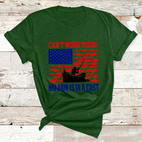 I Can't Work Today My Arm Is In A Cast Fishing Lover US Flag T Shirt - Wonder Print Shop