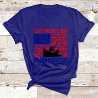 I Can't Work Today My Arm Is In A Cast Fishing Lover US Flag T Shirt - Wonder Print Shop