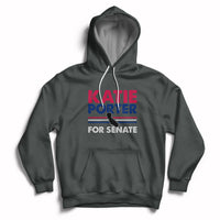 Dark gray heather hoodie with front pocket, drawstring, and 'KATIE PORTER FOR SENATE' graphic
