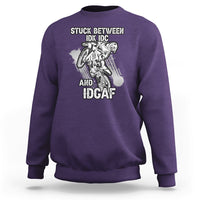Stuck Between Idk Idc And Idgaf Bike Skull Biker Motorcross Dirt Bike Sweatshirt - Wonder Print Shop