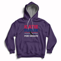 Purple hoodie with front pocket, drawstring, and 'KATIE PORTER FOR SENATE' graphic