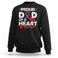 Adult black sweatshirt with “PROUD D D OF A HEART Warrior” graphic and ribbon heart