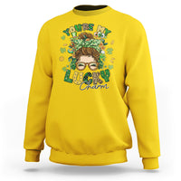 You Are My Lucky Charm St Patrick's Day Shamrock Messy Bun Sweatshirt - Wonder Print Shop