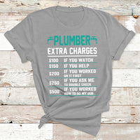 Funny Plumber Extra Charges Hourly Rate Plumbing T Shirt - Wonder Print Shop