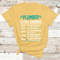 Funny Plumber Extra Charges Hourly Rate Plumbing T Shirt - Wonder Print Shop