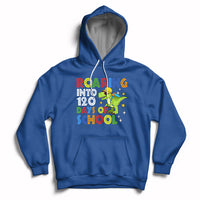 Dinosaur Roaring Into 120 Days Of School Kids Boys Girls 120 Days Smarter Hoodie - Wonder Print Shop