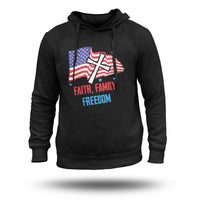 Faith Family Freedom Christian Cross USA Flag, Christian Patriotic Hoodie - Wonder Print Shop