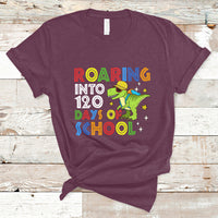 Dinosaur Roaring Into 120 Days Of School Kids Boys Girls 120 Days Smarter T Shirt - Wonder Print Shop