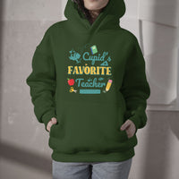 Cupid's Favorite Teacher Groovy Retro Valentine's Day Funny Hoodie - Wonder Print Shop
