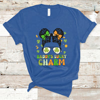 St Patricks Day Daddy's Lucky Charm Cute Little Bun Irish Girls T-Shirt - Wonder Print Shop