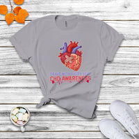 Brave With Every Beat CHD Heart Disease Red And Blue Ribbon T Shirt - Wonder Print Shop
