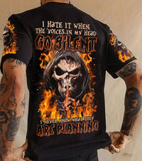 I Hate It When The Voices In My Head Skull T Shirt - Wonder Print Shop