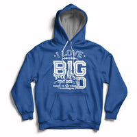 Royal blue football lover hoodie with front 'BIG' graphic and drawstring hood