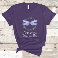 With Brave Wings She Flies Motivational Aesthetic Dragonfly T Shirt - Wonder Print Shop
