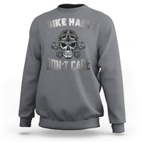 Funny Bike Hair Don't Care Bike Skull For Mens Boys Sweatshirt - Wonder Print Shop