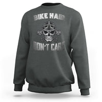 Funny Bike Hair Don't Care Bike Skull For Mens Boys Sweatshirt - Wonder Print Shop