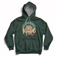 Forest green kids rainbow graphic hoodie with front pocket and hood drawstrings