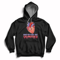 Brave With Every Beat CHD Heart Disease Red And Blue Ribbon Hoodie - Wonder Print Shop