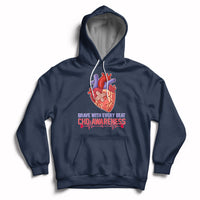 Brave With Every Beat CHD Heart Disease Red And Blue Ribbon Hoodie - Wonder Print Shop