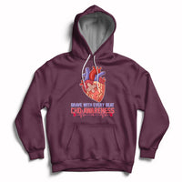 Brave With Every Beat CHD Heart Disease Red And Blue Ribbon Hoodie - Wonder Print Shop