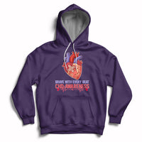 Brave With Every Beat CHD Heart Disease Red And Blue Ribbon Hoodie - Wonder Print Shop