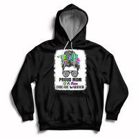 Proud Mom Of A Rare Disease Warrior Rare Disease Awareness Zebra Messy Bun Hoodie - Wonder Print Shop