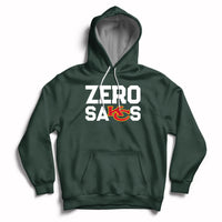 Forest green pullover hoodie with front graphic, kangaroo pocket, and hood drawstrings.