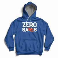 Royal blue pullover hoodie with front graphic, kangaroo pocket, and hood drawstrings.