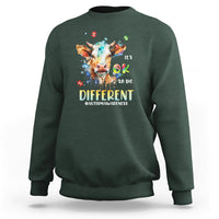 Autism Awareness Acceptance It's Ok To Be Different Cow Sweatshirt - Wonder Print Shop