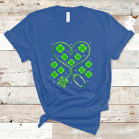 Shamrock Nurse St Patricks Day Stethoscope Heartbeat Clover T Shirt - Wonder Print Shop