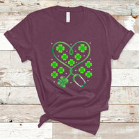 Shamrock Nurse St Patricks Day Stethoscope Heartbeat Clover T Shirt - Wonder Print Shop