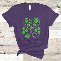 Shamrock Nurse St Patricks Day Stethoscope Heartbeat Clover T Shirt - Wonder Print Shop