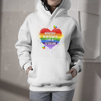 Nobody Knows I'm A Lesbian LGBT Pride Rainbow for Womens, LGBT Hoodie - Wonder Print Shop