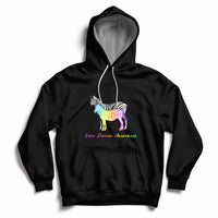 Black zebra graphic pullover hoodie with drawstring hood and front kangaroo pocket