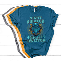 Night Audito Night Owlitor T Shirt - Wonder Print Shop