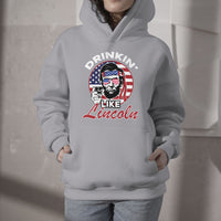 Drinking Like Lincoln 4th of July Men Abraham American Flag Hoodie - Wonder Print Shop