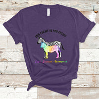 His Fight Is My Fight Rare Disease Awareness Support Rare Warrior Rainbow Zebra T Shirt - Wonder Print Shop