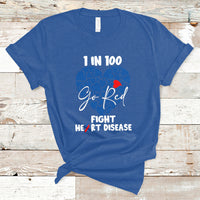 1 in 100 Go Red Fight Heart Disease CHD Awareness Support T-Shirt - Wonder Print Shop
