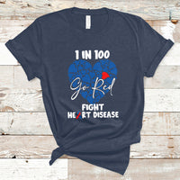 1 in 100 Go Red Fight Heart Disease CHD Awareness Support T-Shirt - Wonder Print Shop